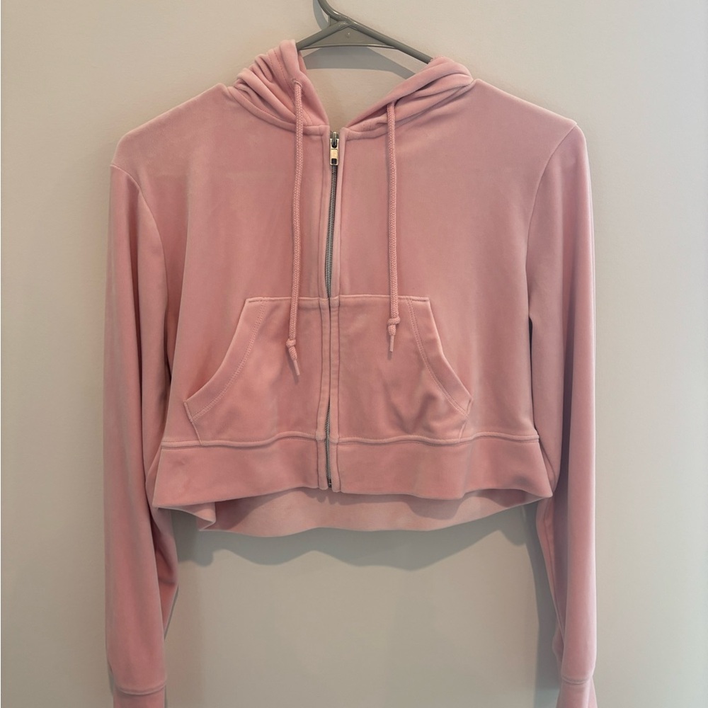 Colsie Pink Cropped Long Sleeve Hoodie